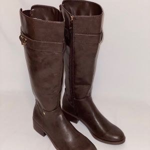 Dark brown, wide calf riding boots ✨